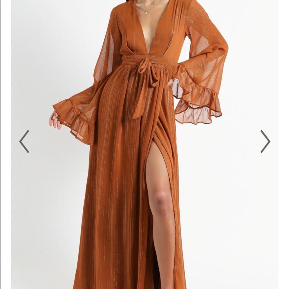 Rust color Maxi dress, long sleeve